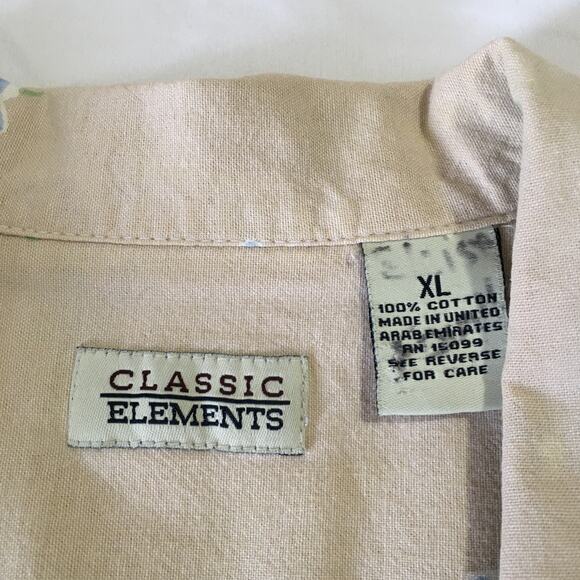 VINTAGE Classic Elements XL100% cotton natural fibers cream with blue flowers - Picture 2 of 11